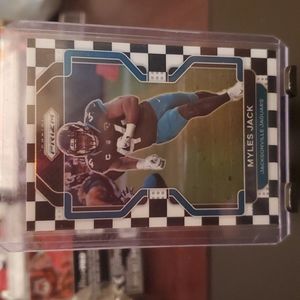 2021 PRIZM FOOTBALL MYLES JACK BLACK AND WHITE CHECKERED PRIZM NO.16